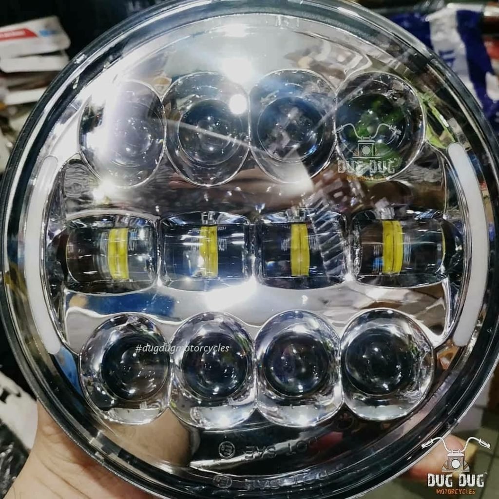 7 Inch Half Cut Ring LED Headlight 90 Watts for Royal Enfield