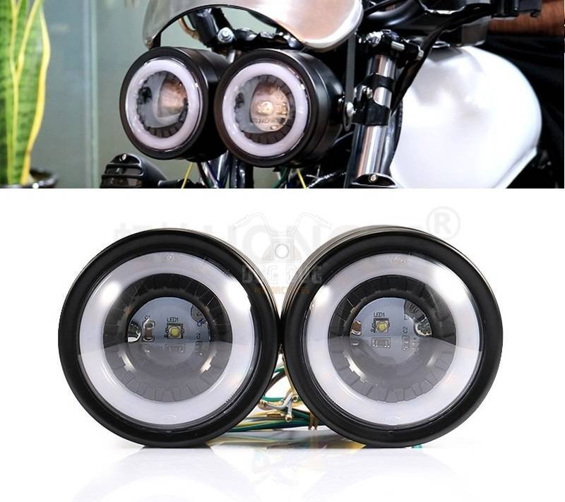 Dual Twins Motorcycle Dual LED Double Headlamp Universal - Dug Dug Motorcycles