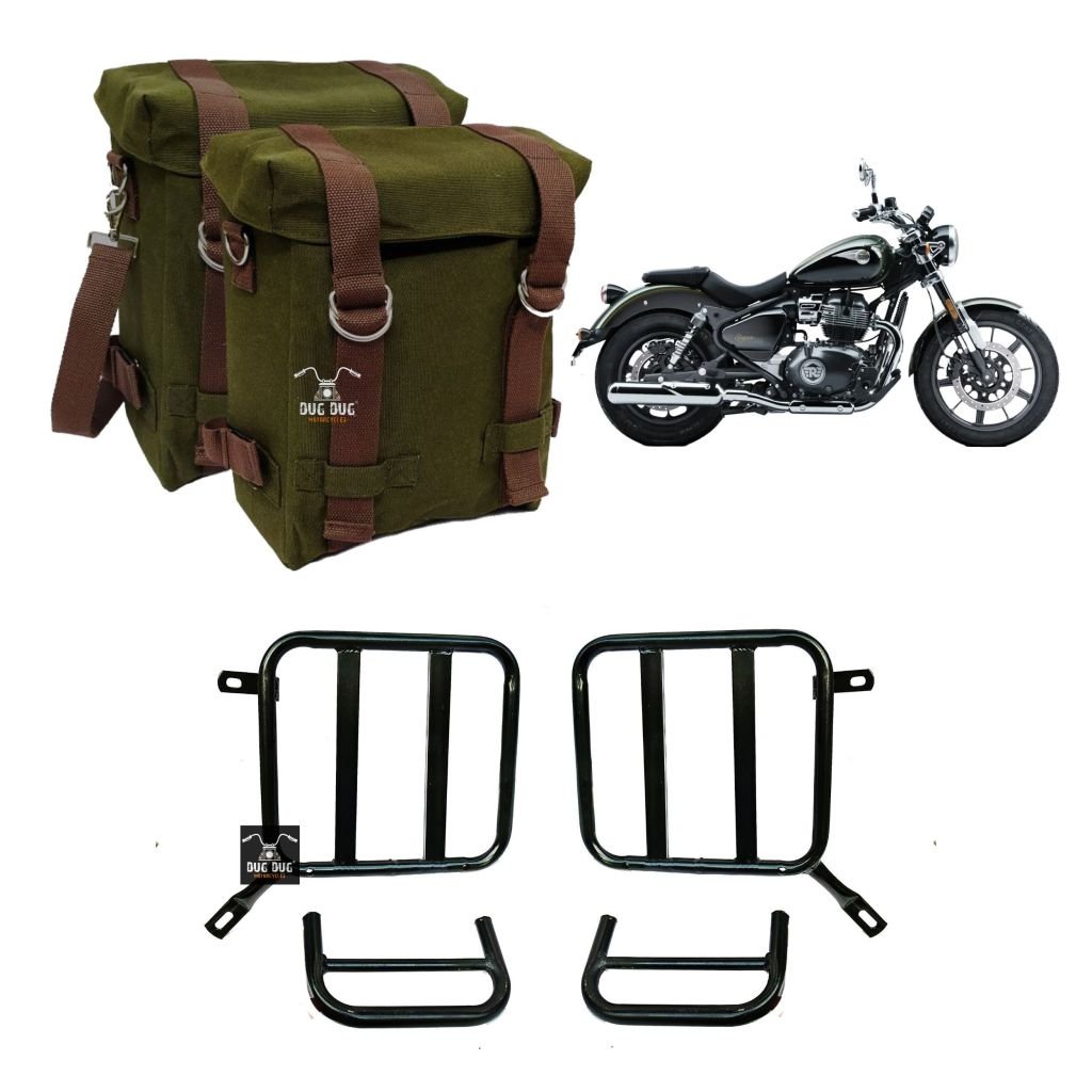 Royal Enfield with army surplus saddle bag  Enfield classic Royal enfield  Enfield bike