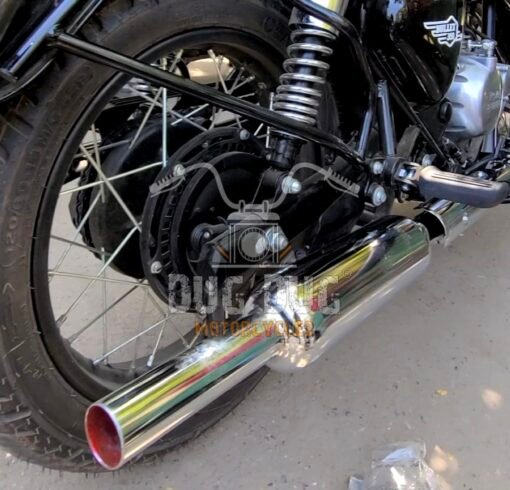 Mini Punjab Choti Dholki Short Bottle Empty Free Flow Exhaust Silencer for Classic Reborn Bullet 350 and Meteor 350 (1)_001